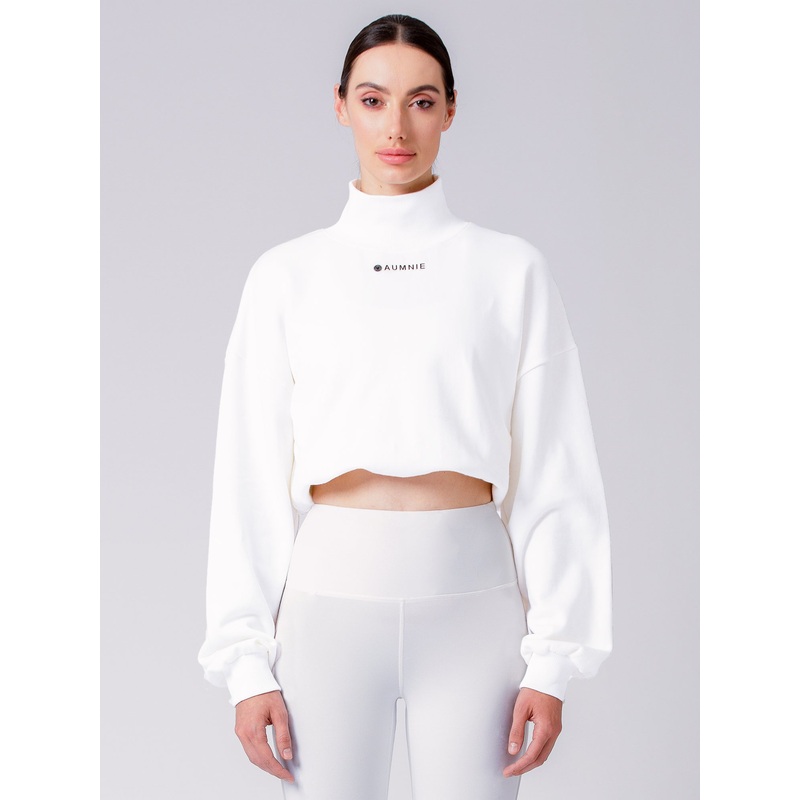CT MOCK NECK SWEATSHIRT, WHITE