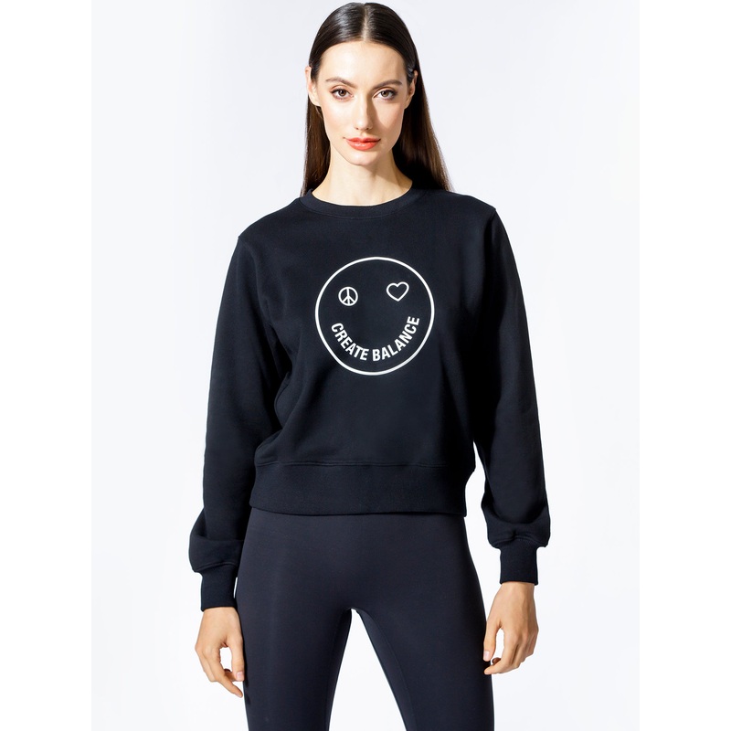 HAPPY GLOW SWEATSHIRT, BLACK
