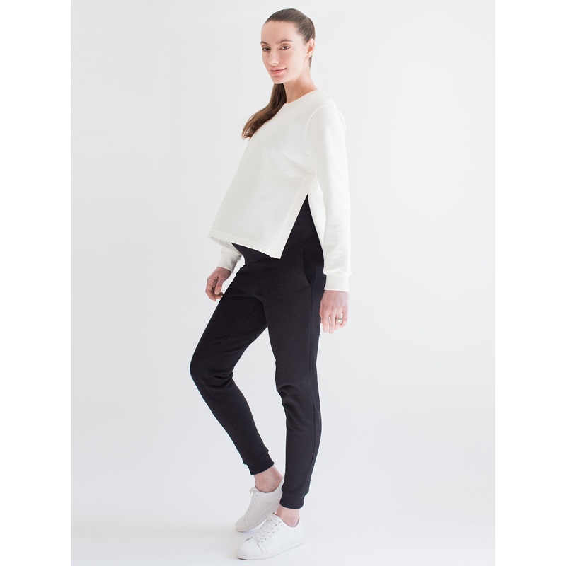 MATERNITY SIDESPLIT SWEATSHIRT, WHITE