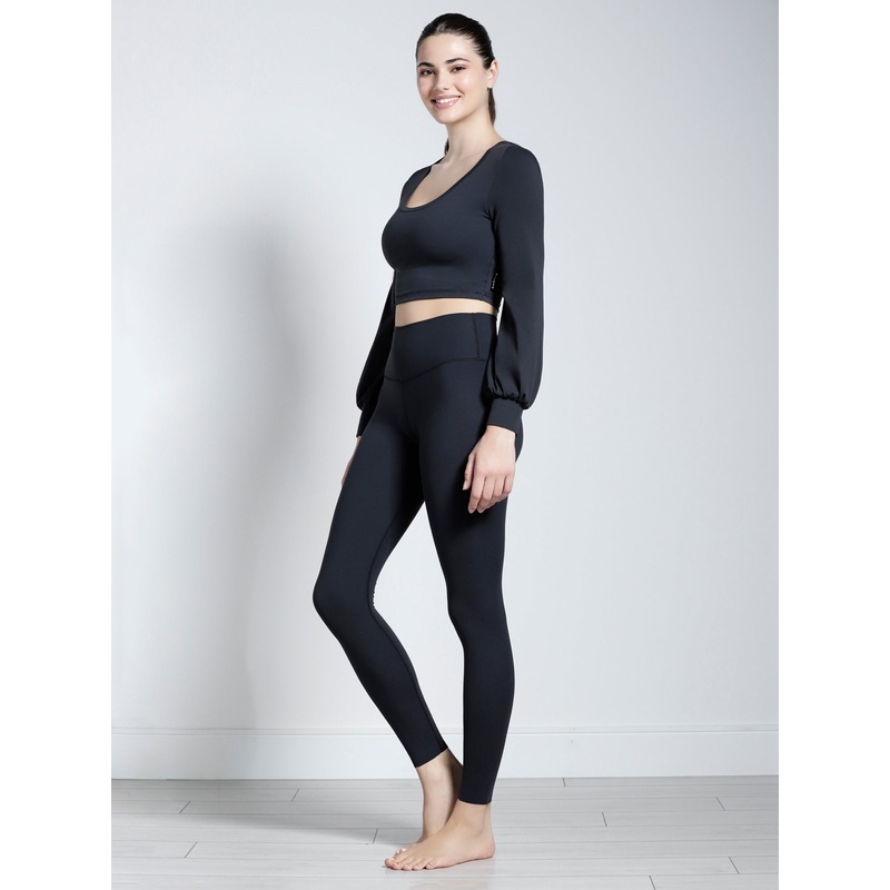PUFF SLEEVE CROPPED TOP, MIDNIGHT GREY
