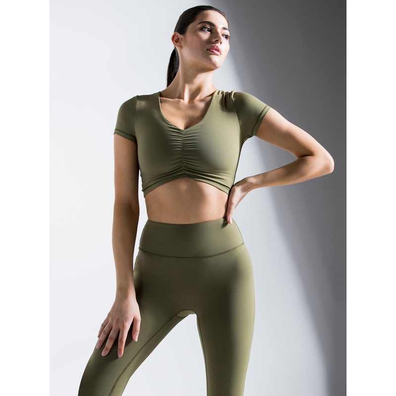 RUCHED NUDE TEE, SAGE