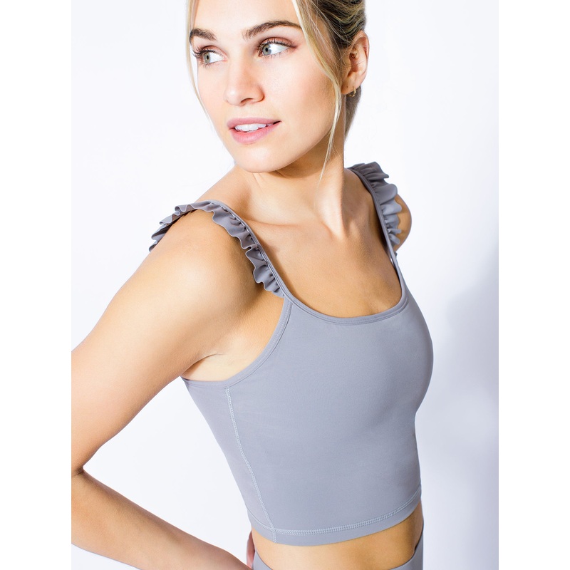 RUFFLED SIMPLICITY TANK, LUNAR GREY