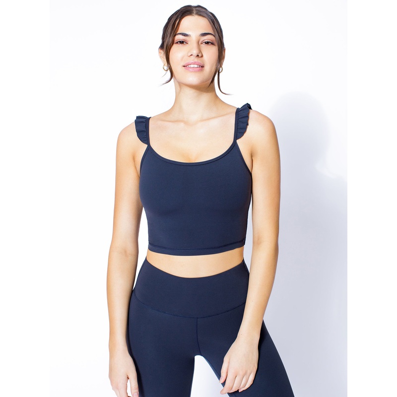 RUFFLED SIMPLICITY TANK, MIDNIGHT GREY