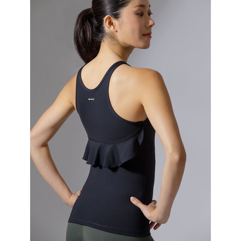 FLORAL TANK, BLACK