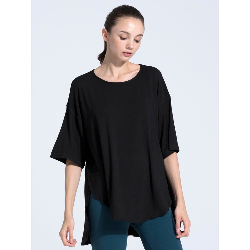 HI LO OVERSIZE TEE, BLACK