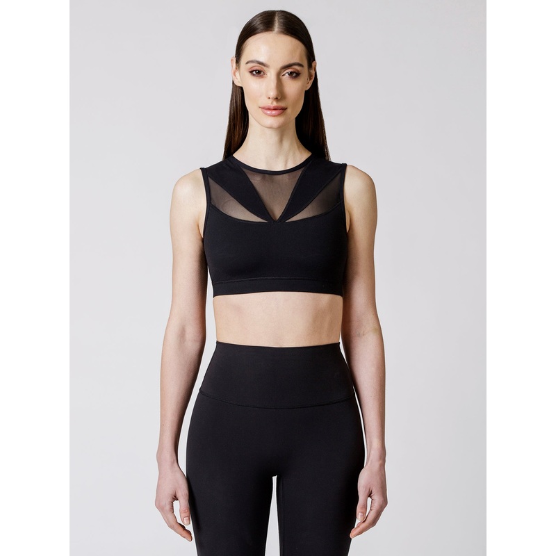 HORIZON BRA, BLACK/BLACK MESH