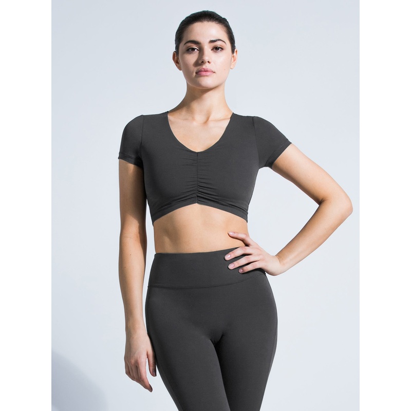 RUCHED NUDE TEE, LIMESTONE