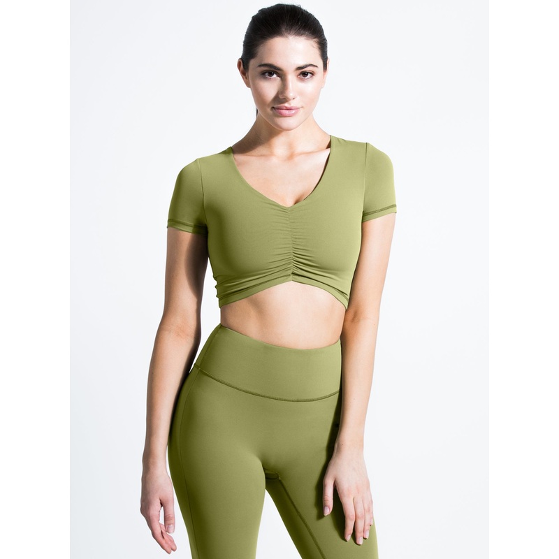 RUCHED NUDE TEE, MUSTARD