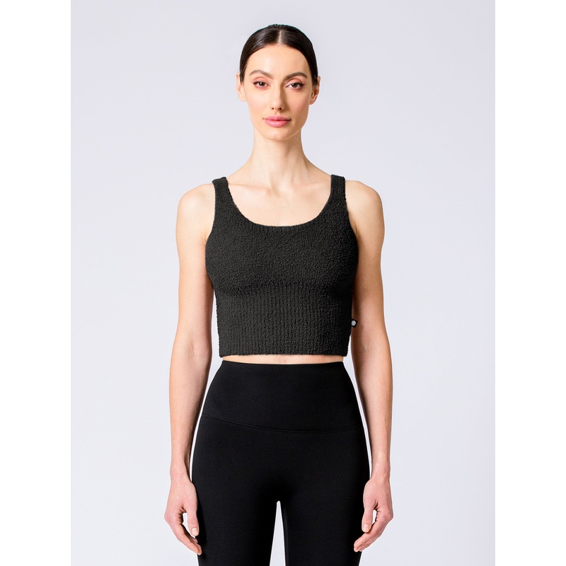 VEGAN WOOL TEDDY TANK, BLACK
