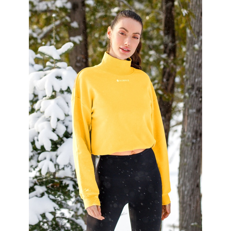 CT MOCK NECK SWEATSHIRT, YELLOW