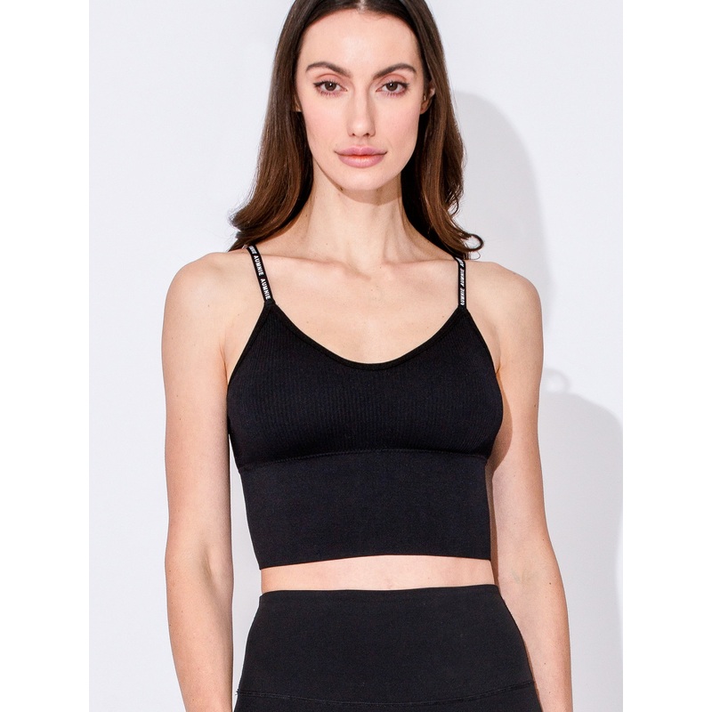 LOGO RIBBED TANK, BLACK
