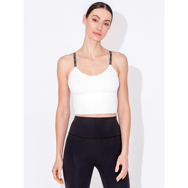 LOGO RIBBED TANK, WHITE
