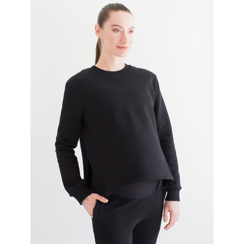 MATERNITY SIDESPLIT SWEATSHIRT, BLACK