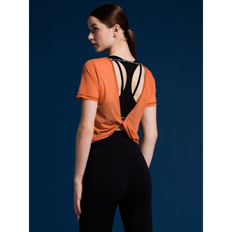 MESH TWIST TEE, MAPLE MESH