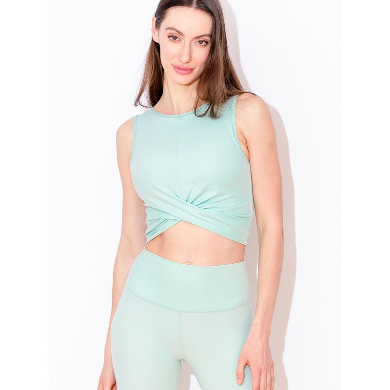 NUDE FRONT WRAP TANK, HONEYDEW