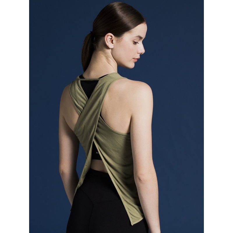 OPEN BACK CROP TOP, SAGE