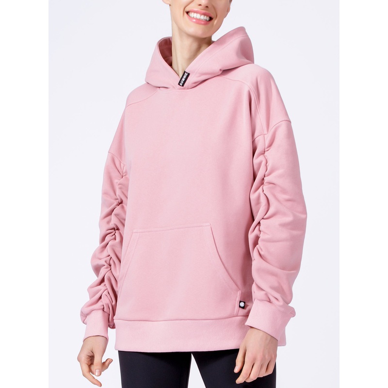 RUCHED RUNWAY HOODIE, PINK