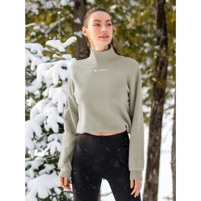 CT MOCK NECK SWEATSHIRT, GREEN