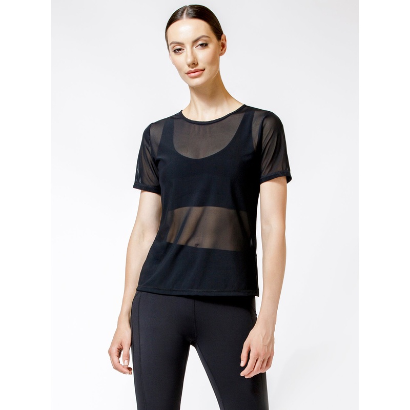 FITTED MESH TEE, BLACK MESH