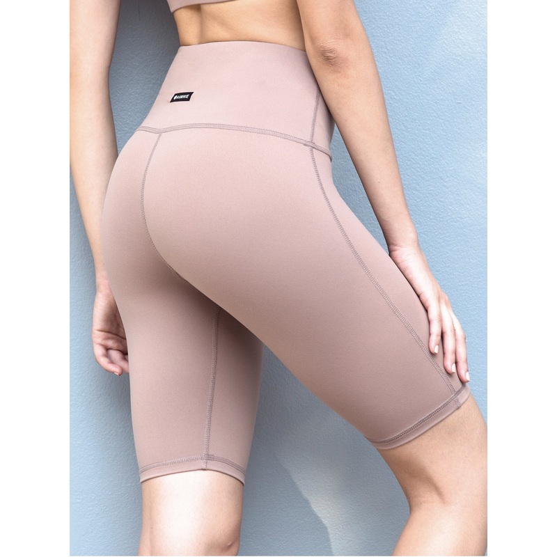 HIGH WAIST BIKER SHORTS, MOCHA
