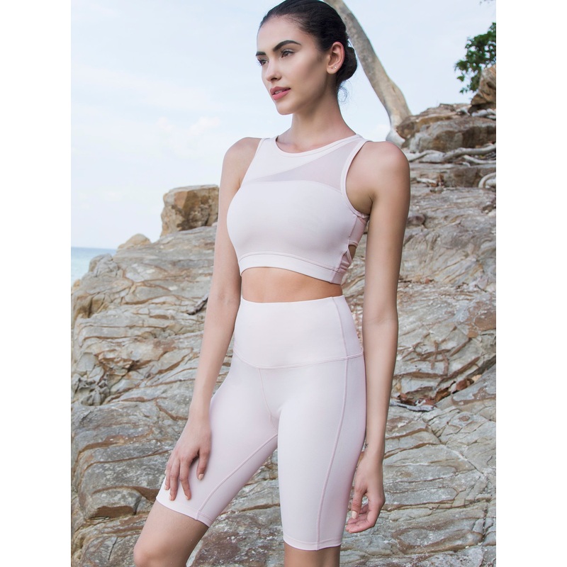 HIGH WAIST BIKER SHORTS, SEASHELL