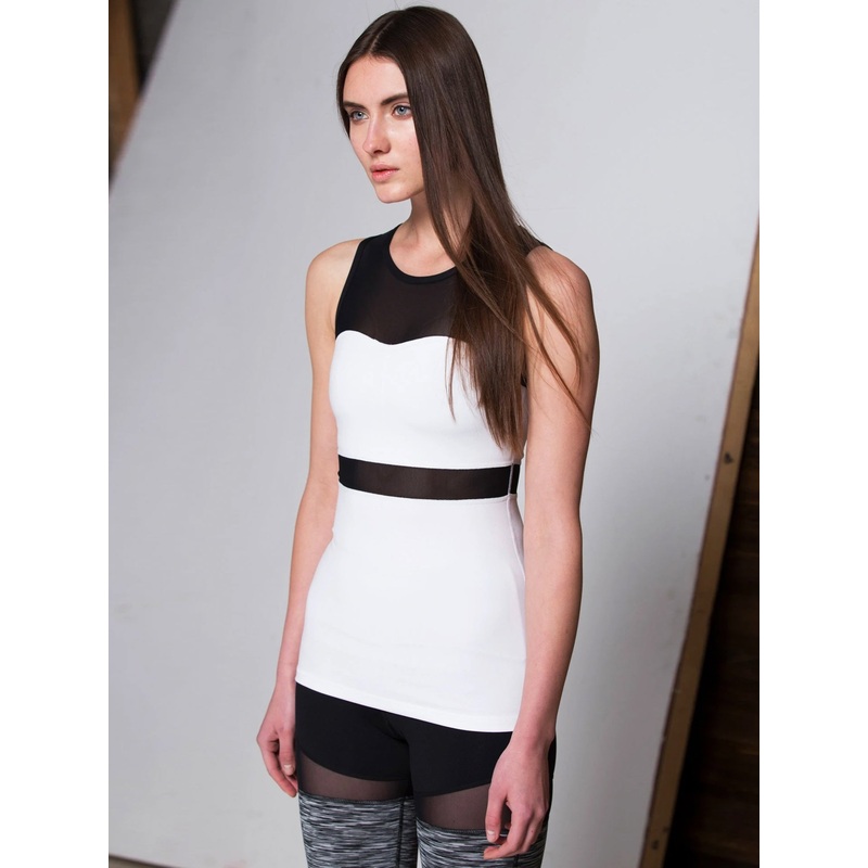 ILLUSION TANK, WHITE/BLACK MESH