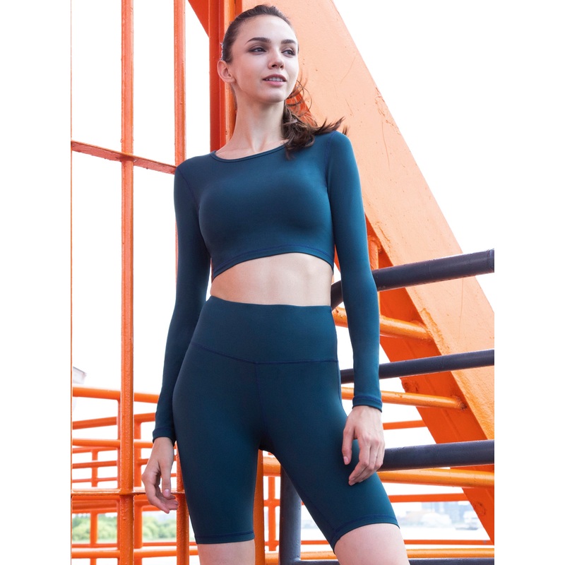 LONG SLEEVE CROPPED TEE, LAKE