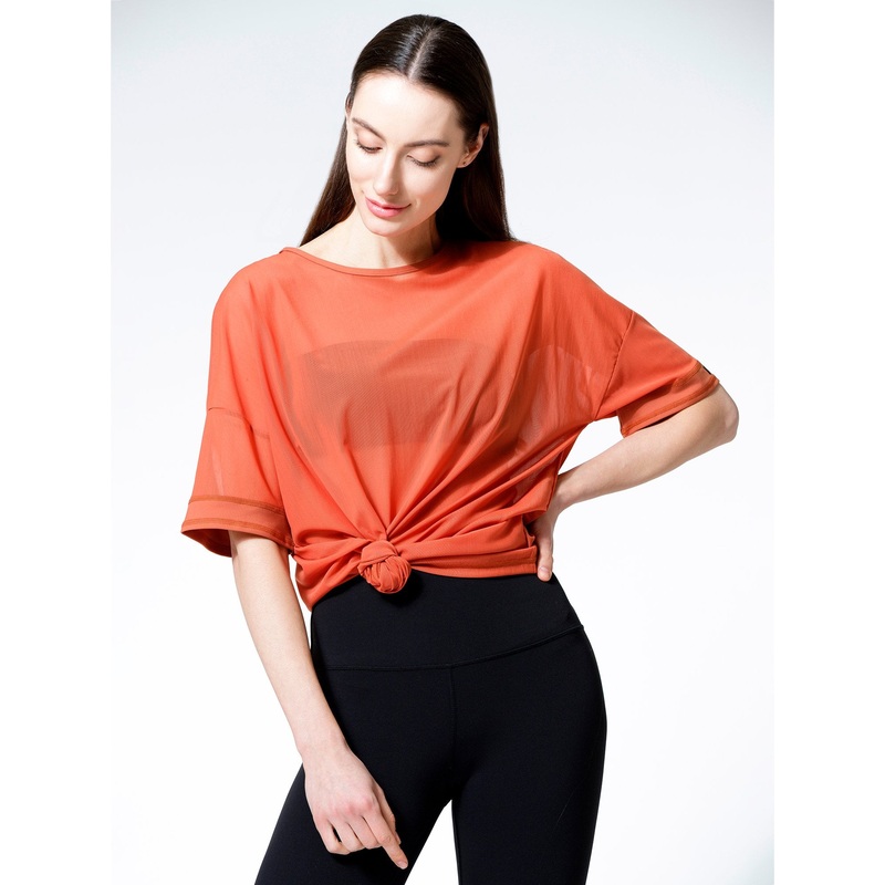 OVERSIZED MESH TEE, MAPLE