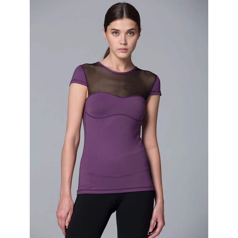 PEARL TEE, ORCHID/BLACK MESH