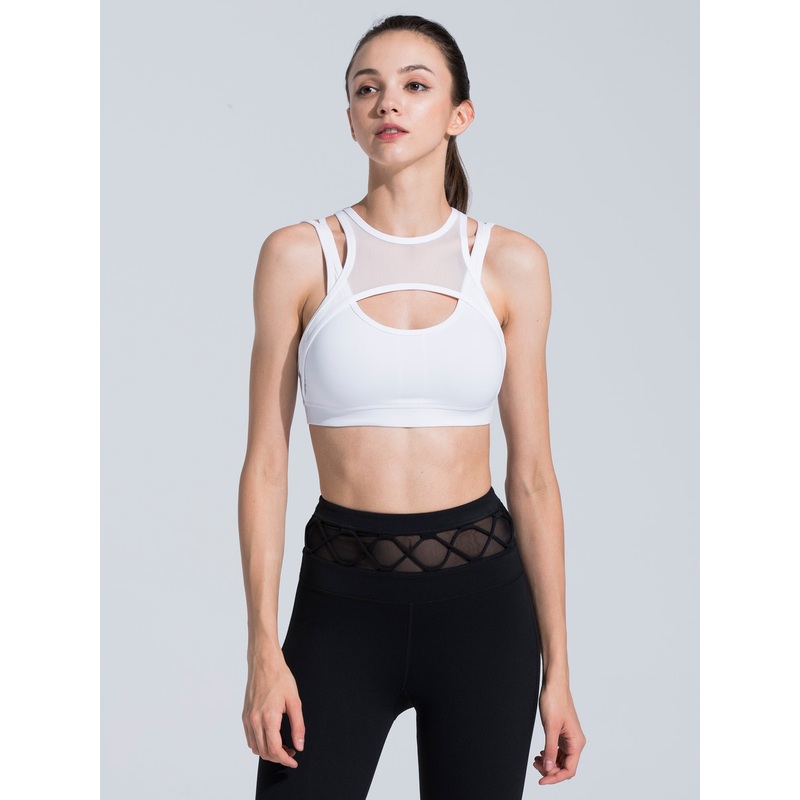 THEORY BRA,WHITE/WHITE MESH