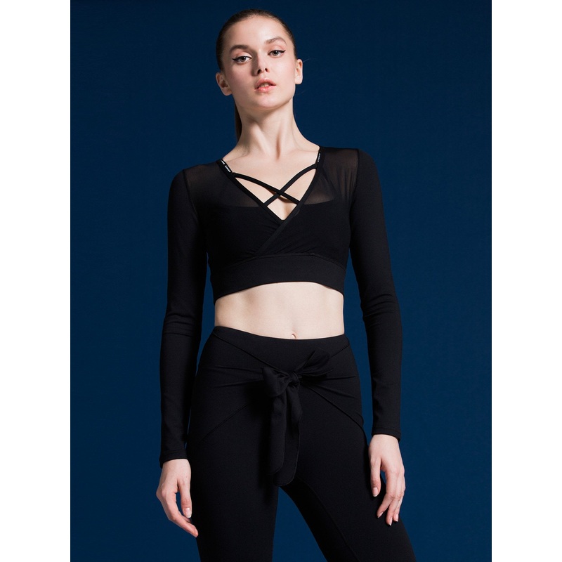 MESH & MATCH CROP TOP, BLACK MESH