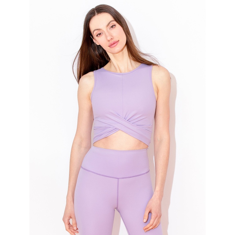 NUDE FRONT WRAP TANK, AMETHYST