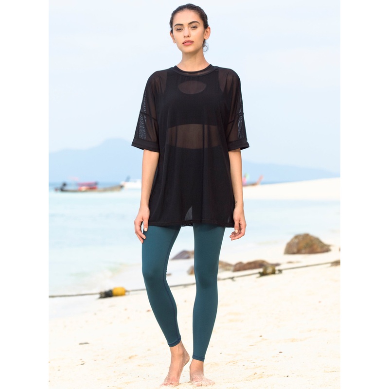 OVERSIZED MESH TEE, BLACK