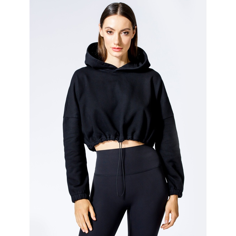 RELAXED DRAWCORD HOODIE, BLACK