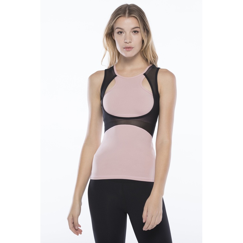 STRATUM TANK, BLUSH/BLACK MESH