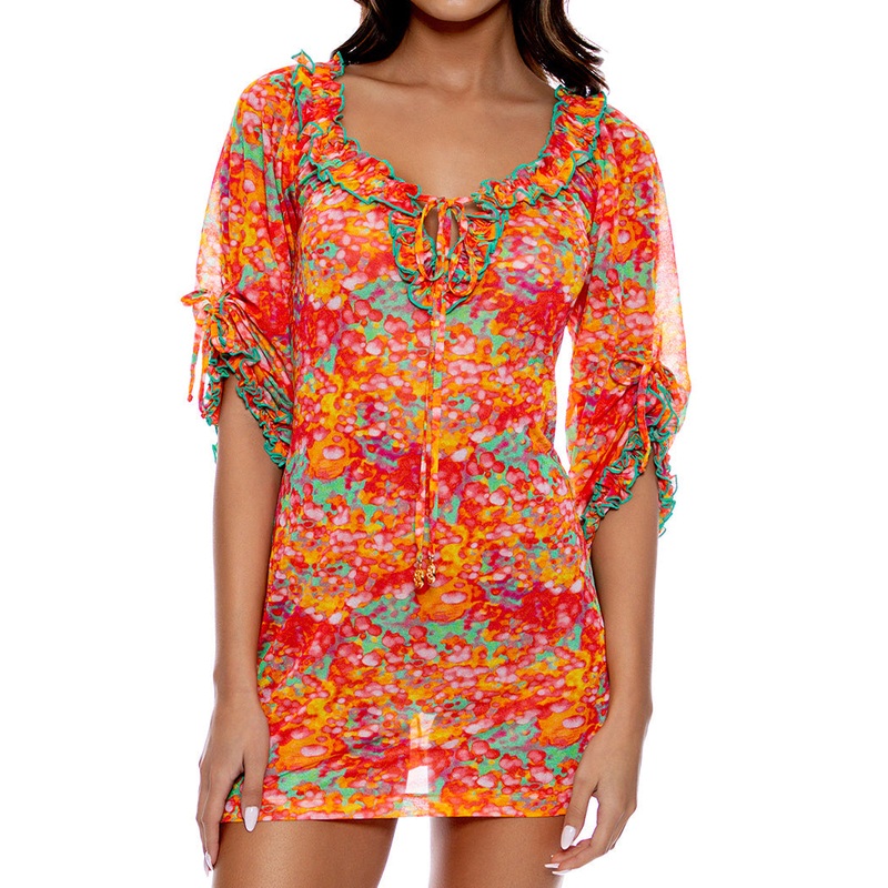 FIESTA DE FLORES – Ruffle V Neck Dress