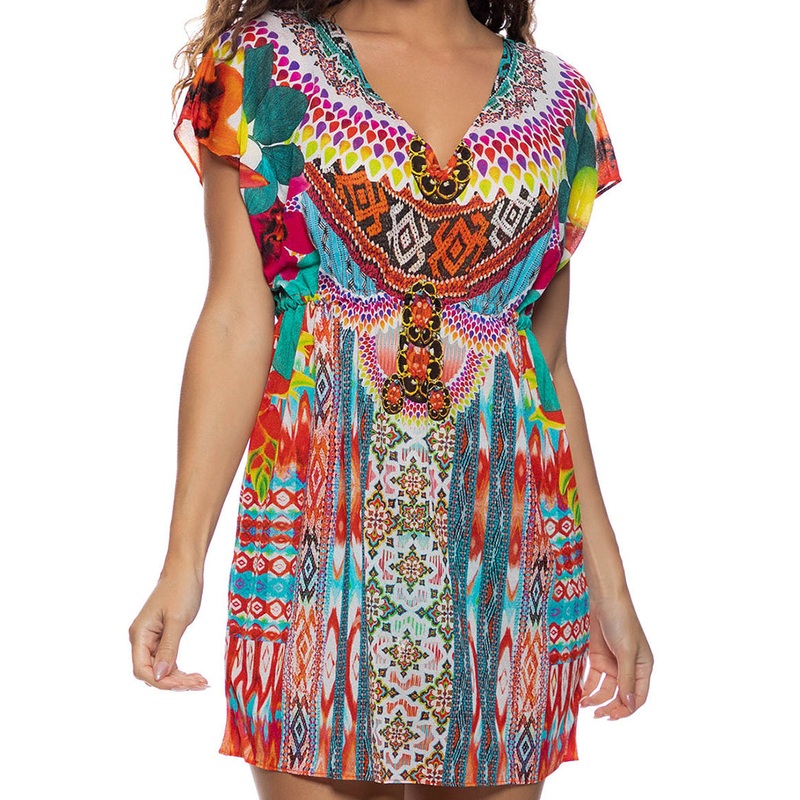 CHASING WATERFALLS – Cap Sleeve Short Caftan