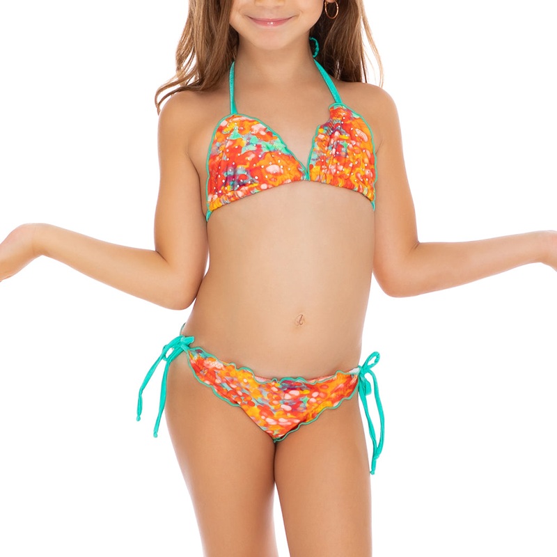 FIESTA DE FLORES T – Wavey Triangle Top Ruched Back Tie Side Bikini