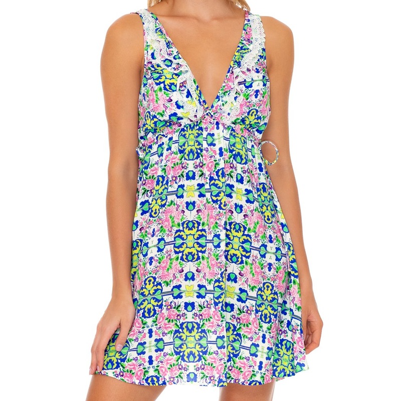 ANGEL FACE – Ruffle V Neck Short Dress