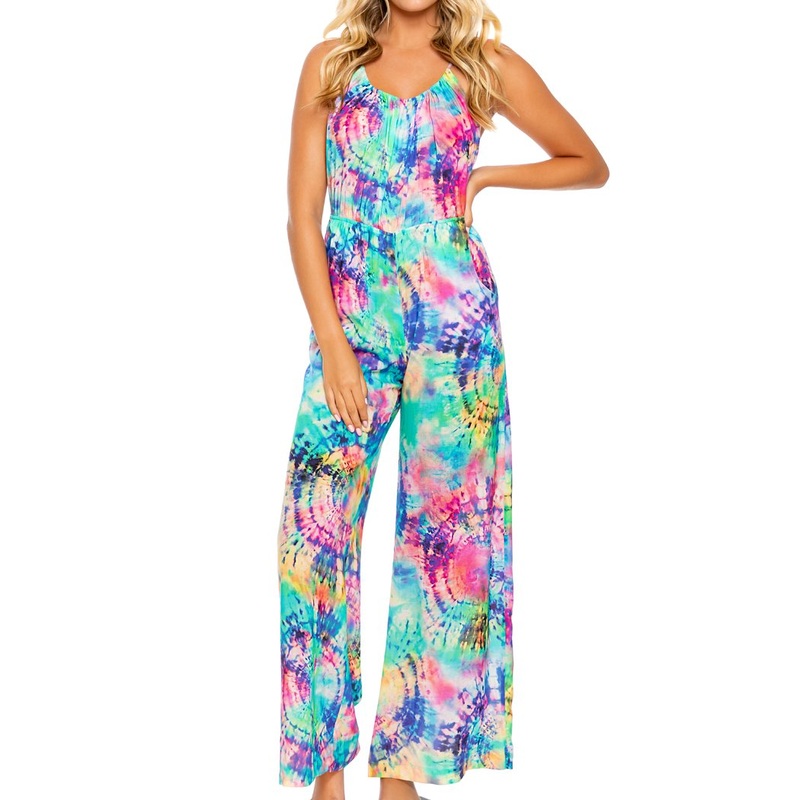 CELESTIAL DREAMS – Drawstring Neckline Wide Leg Jumpsuit