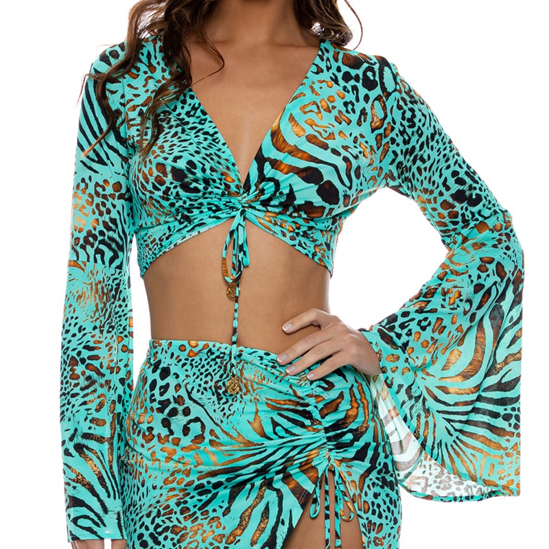 ANIMALE – Bell Sleeve Scrunched Crop Top
