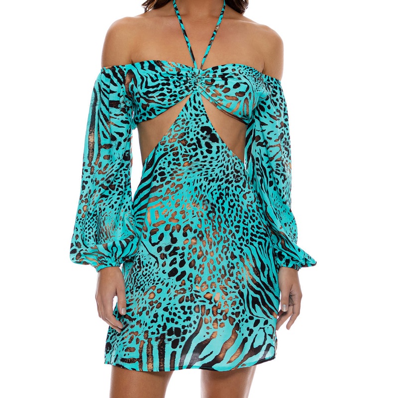 ANIMALE – Long Sleeve Cut Out Short Dress