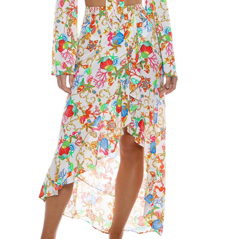 IL MARE – Ruffle High Lo Slit Skirt