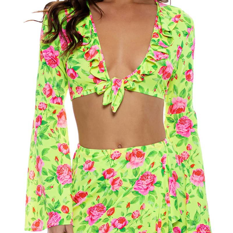 TI AMO – Ruffle Bell Sleeve Crop Top