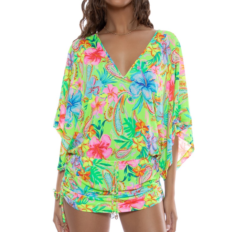 HIBISCUS DREAM – Cabana V Neck Dress