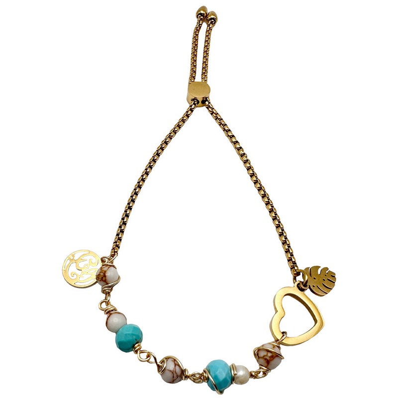 JEWELRY – Howlite And Pearl Beaded Anklet