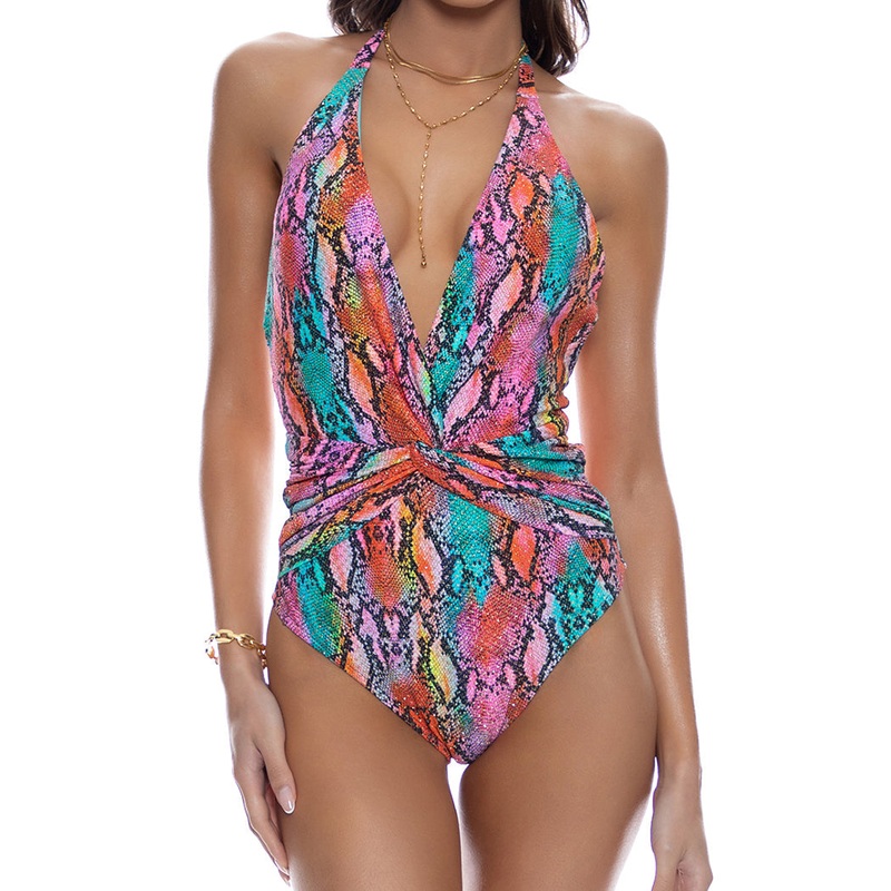 ELECTRIC SKIN – Front Twist Halter One Piece Fuller Coverage