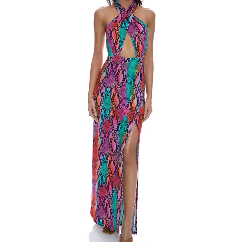 ELECTRIC SKIN – Halter Neck Cut Out Long Dress