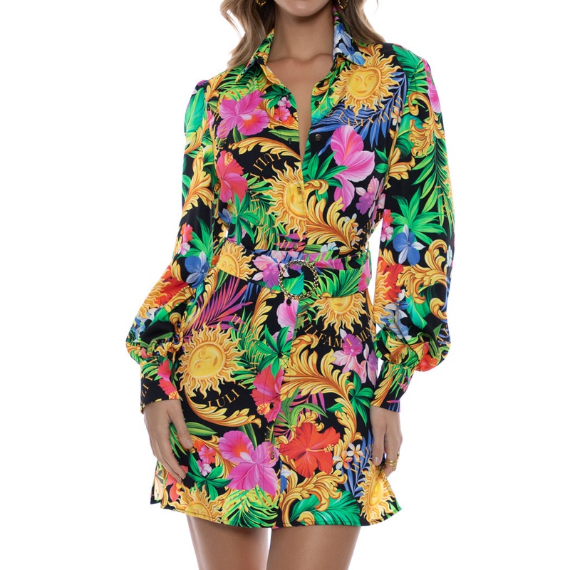 LOVE BY THE SUN – Belted Long Sleeve Shirt Dress