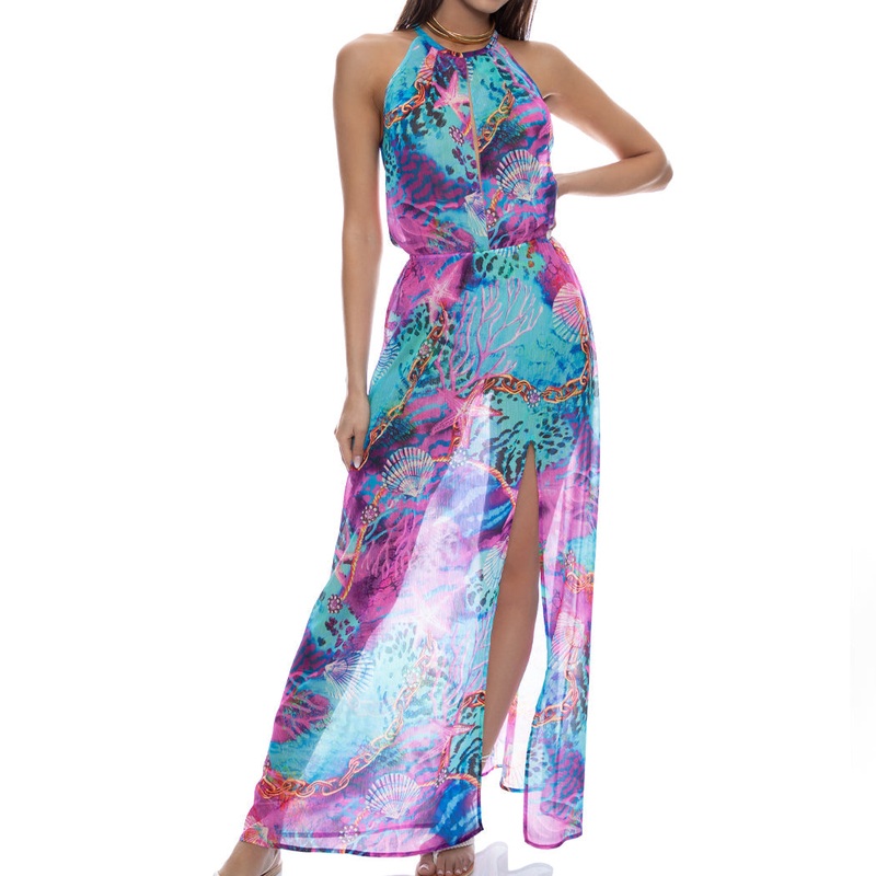 TREASURE – Halter Keyhole Maxi Dress